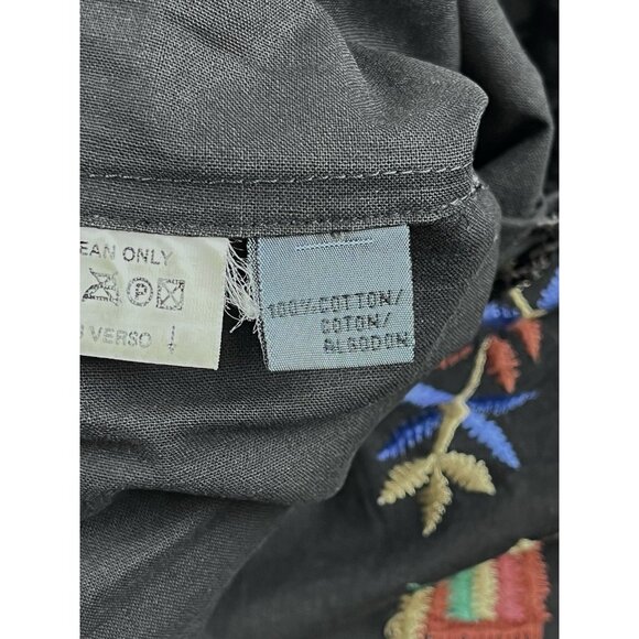 Vtg Embroidered Boho Maxi‎ Skirt Black Sz Small Tie Waist Liz Wear - Picture 10 of 14